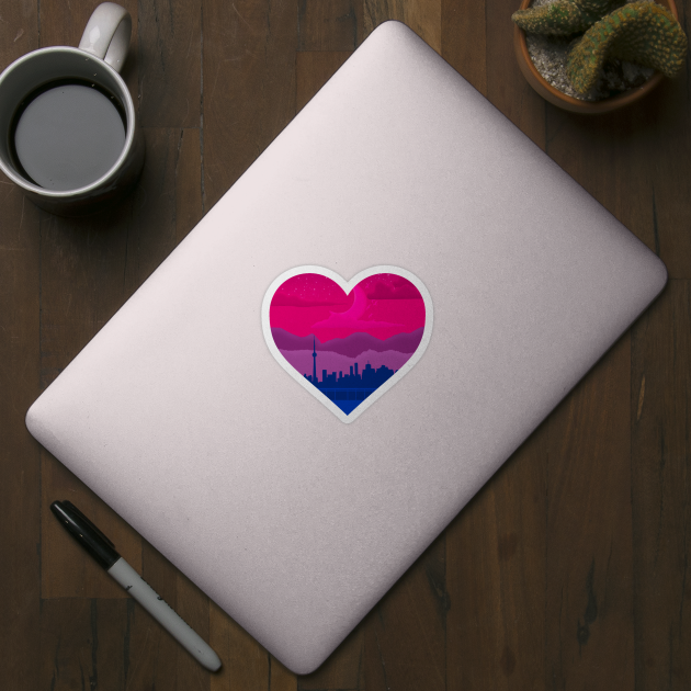 Bisexual mountain cityscape subtle heart by designedbyeliza